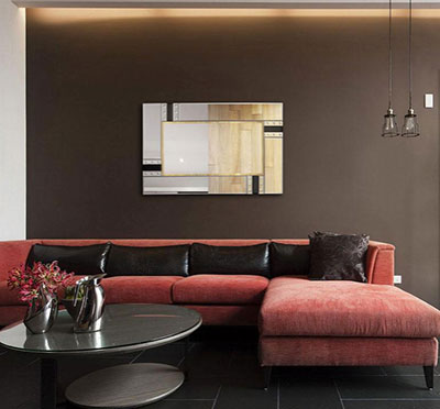 Espejo de pared rectangular con marco MDF